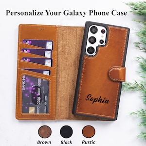 Customized Samsung Leather S24 Wallet Case, Galaxy S23 / 22 Cover, S21 Plus Personalized Case, S21 Ultra, S22 Plus Ultra Wireless Charging