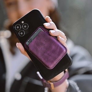 Echt lederen telefoonkaarthouder, creditcardhouder, leren portemonnee voor heren, zelfklevende kaarthouder, gepersonaliseerd leren cadeau, aangepaste portemonnee