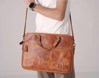 Leather Macbook Pro Case and Air Sleeve: Leather Work Laptop Bag, Birthday and Christmas Gift for Dad Coworker Teacher
