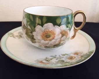 Home Decor China Cabinet Made In Prussia Tea Party Lovely Feminine Floral Demitasse China Cup With Hand-Gilded Accents For Her