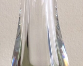 Baccarat France Signed Handcrafted Crystal ALBANE Bud Vase Asymmetric Tear Drop 7" Tall Circa 1980's