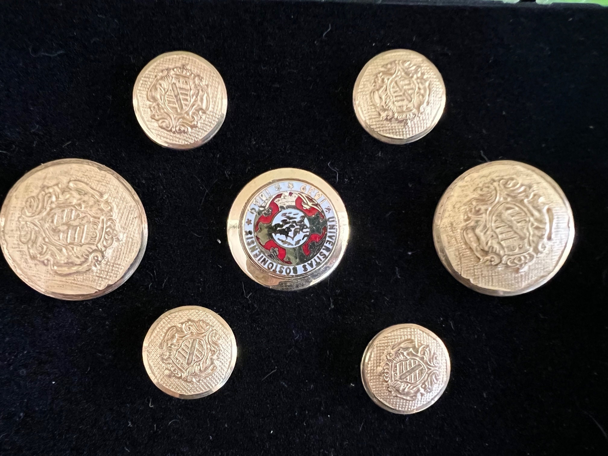 Vintage Boston University Blazer Button Set, 18K Gold Plate, 1976 ...