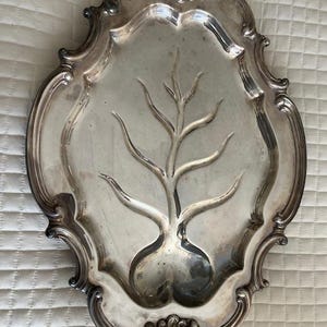 Vintage Reed and Barton Victorian Heavy Footed Well and Tree Meat Tray Silver-Plate Hallmarked