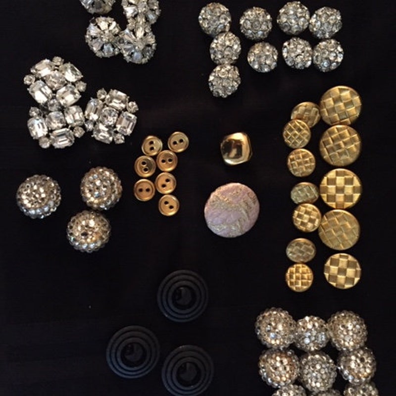 Black Jacket Rhinestones Buttons