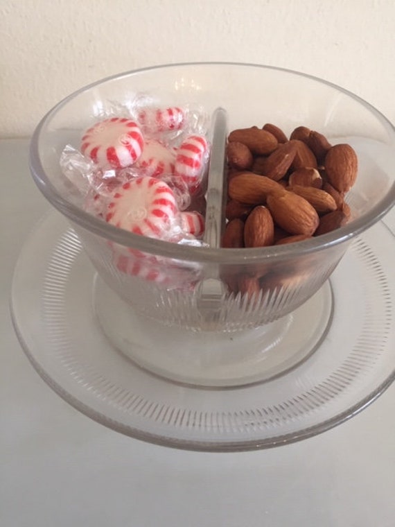 Dining & Serving Vintage Glass Candy Nut Condiment Bowl with Handle