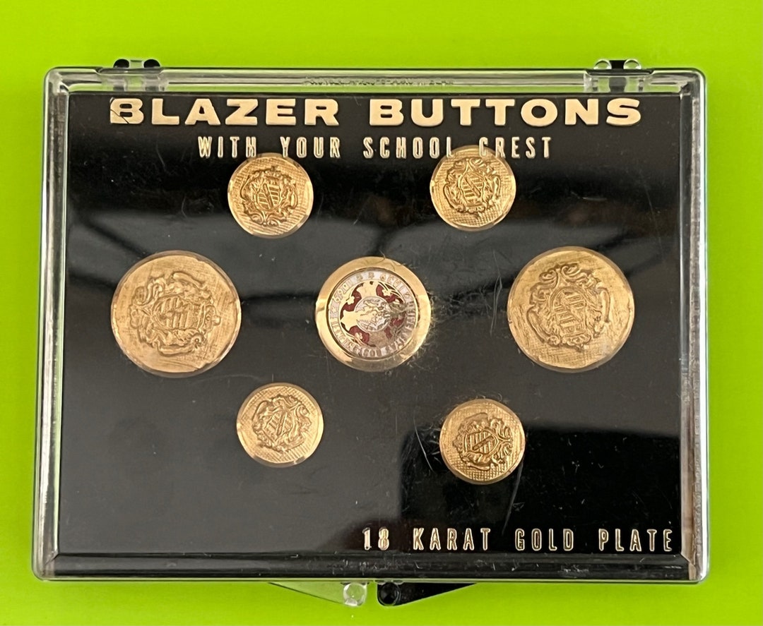 Vintage Boston University Blazer Button Set, 18K Gold Plate, 1976 ...