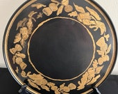 Florentine Style Hand Painted Vintage Metal Toleware Tray Serving Platter Round Barware Tray 10.75 quot D Likely Circa 40 39 s or 50s