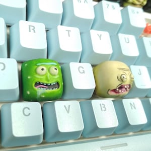 Pickle Rick and Screaming Sun Hand painted Artisan Keycap \ Rick And Morty Keycap \ for Mechanical Keyboards With Cherry MX switches