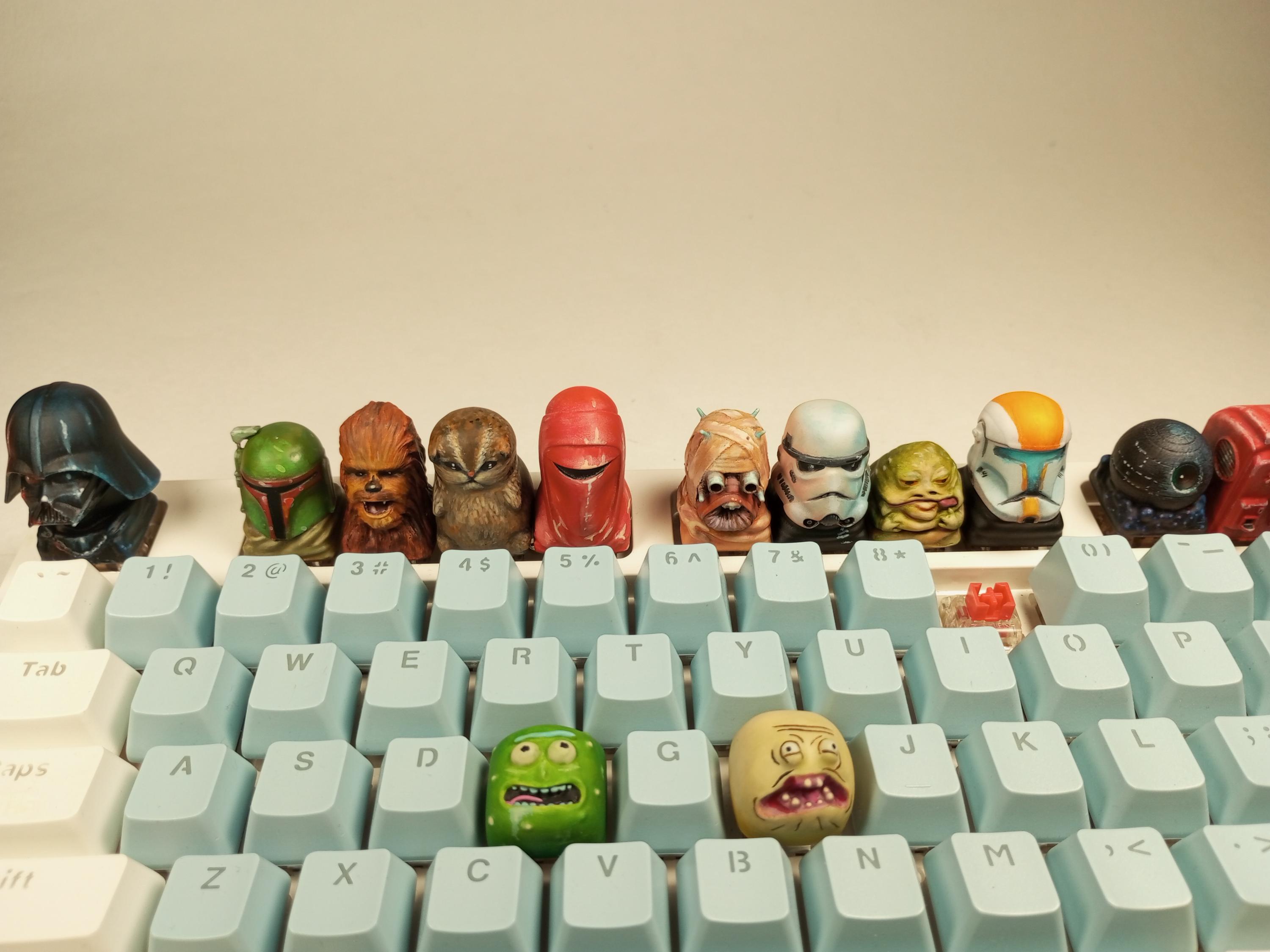 Pickle Rick and Screaming Sun Hand Painted Artisan Keycap  Rick