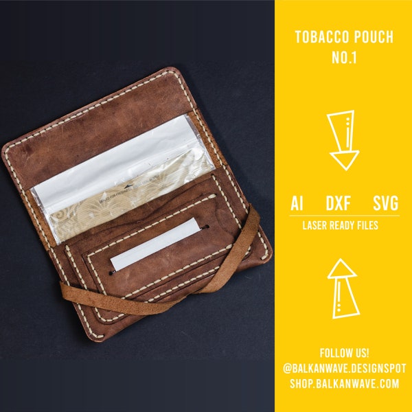 Tobacco Pouch No.1 Laser Cut File Dxf Svg Vector,Minimalist leather items, Pattern Template, Leather patterns