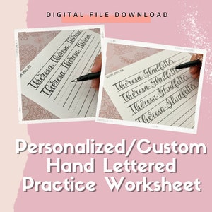 Personalized/Custom Hand Lettered Practice Worksheets • Brush Lettering Worksheets • Small Brush Practice Worksheets • Customized
