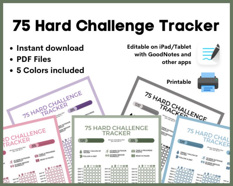 Easy 75 Hard Challenge Tracker - Il 794xN.4416480166 5wid 