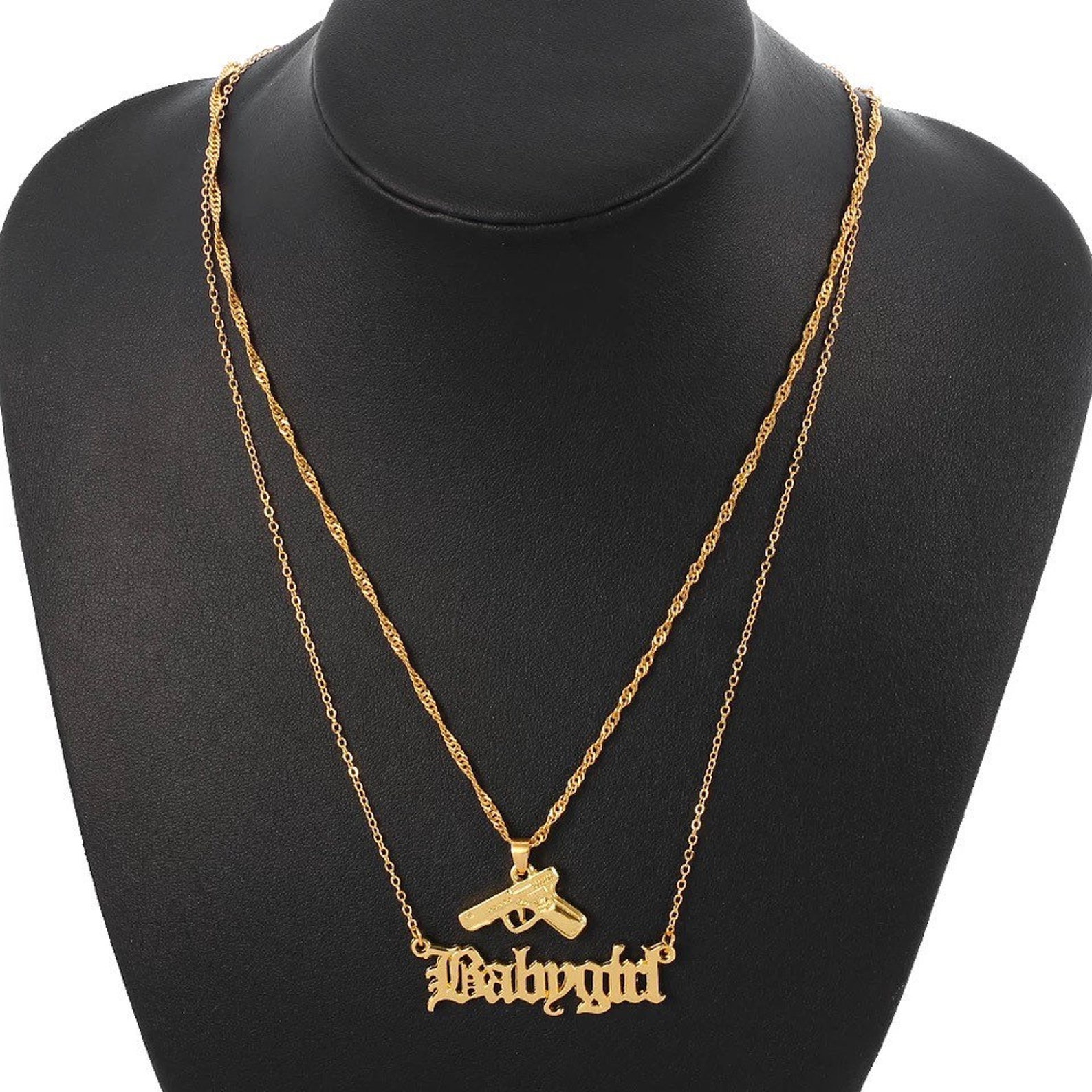 Gun Necklace Pendant Women Fashion Girl Gift Ideas Trending Gold New