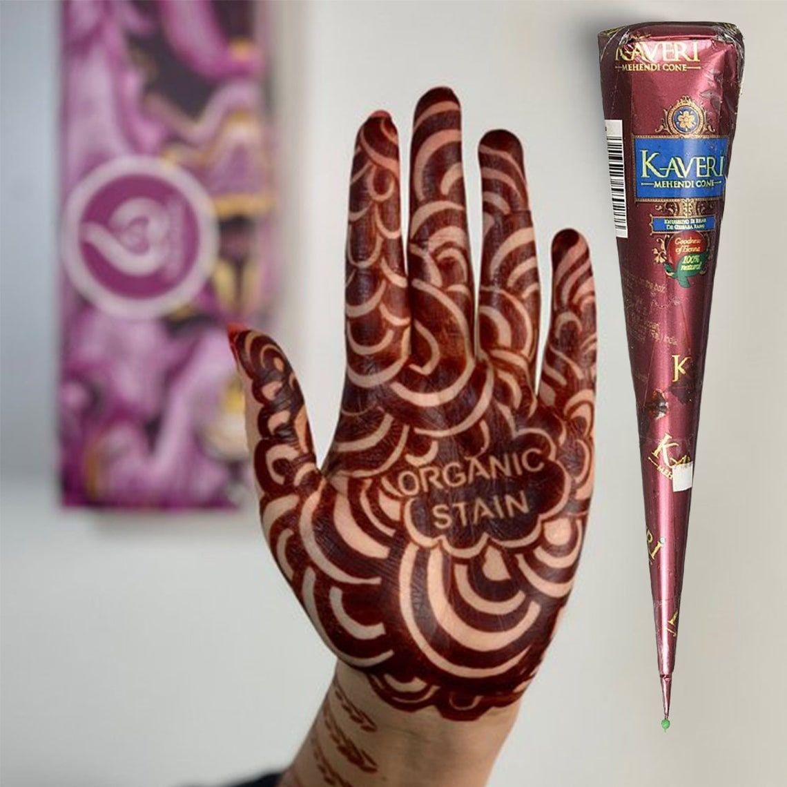 Swooshes and Delicious Dots using a mehndi/henna cone. Credit to