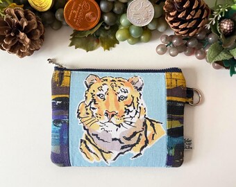Tiger Double Zip Bohemian Wallet: Atomic Abstract 1950s Print Designs, Protective Sleeve, Wildlife Accessory