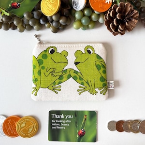 Handmade Frog Couple Bohemian Wallet, Spotted Green Toad Amphibian Print, Protective Sleeve, Accessory