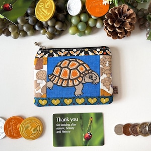 Reptile Turtle Tortoise Print Bohemian Wallet: Patchwork Floral Atomic Hearts, Vegan Protective Sleeve, Accessory