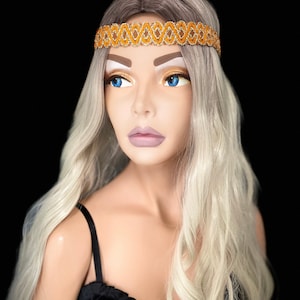 Embroidered Goddess Hair Band Diadem Circlet: Diamond Geometric, Alternative Fashion Head Piece, Distinct Headwear