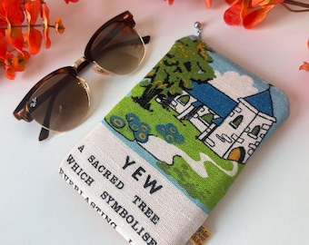 Sacred Yew 70s Print Eyeglasses Holder: Folk Lore Plush Protective Sunglasses Sleeve, Cover Accessory