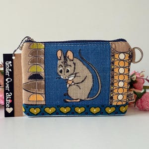 Cottage Core Mouse Boho Mushroom portemonnee Vegan portemonnee klein zakje met rits Bubbly Designers Guild Tweed Scandinavisch hart MCM Atomic Fabric