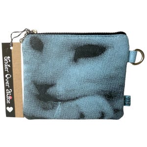 Monedero de gamuza vegana hecho a mano con cremallera, estampados de serigrafía pop, tela de Designers Guild impresa a mano, billetera de viaje Kitty, regalos únicos para ella
