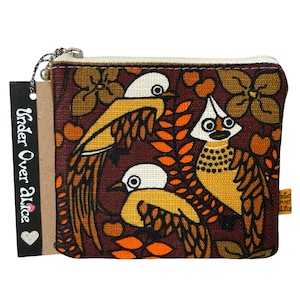 Songbird Creative Cute Zipper Wallet Designer Fabric Glam Metallic Snakeskin Wild Bird Accessories Vintage Design Unique Gifts for Her