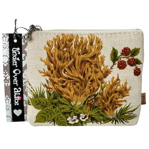 Koralle Pilz Pilz Geldbörse Bramble Patch Fabric Vegan Leder Portemonnaie Designer Schlangenhaut Reißverschluss-Beutel Künstlerische Webart Retro Pilz Accessoires