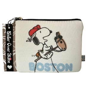 Handmade Denim Purse Beagle Zipper Wallet Cartoon Character Hobby Horse Rider Handmade Textile Retro 60s 70s Design Nylon Pouch Dog Lovers