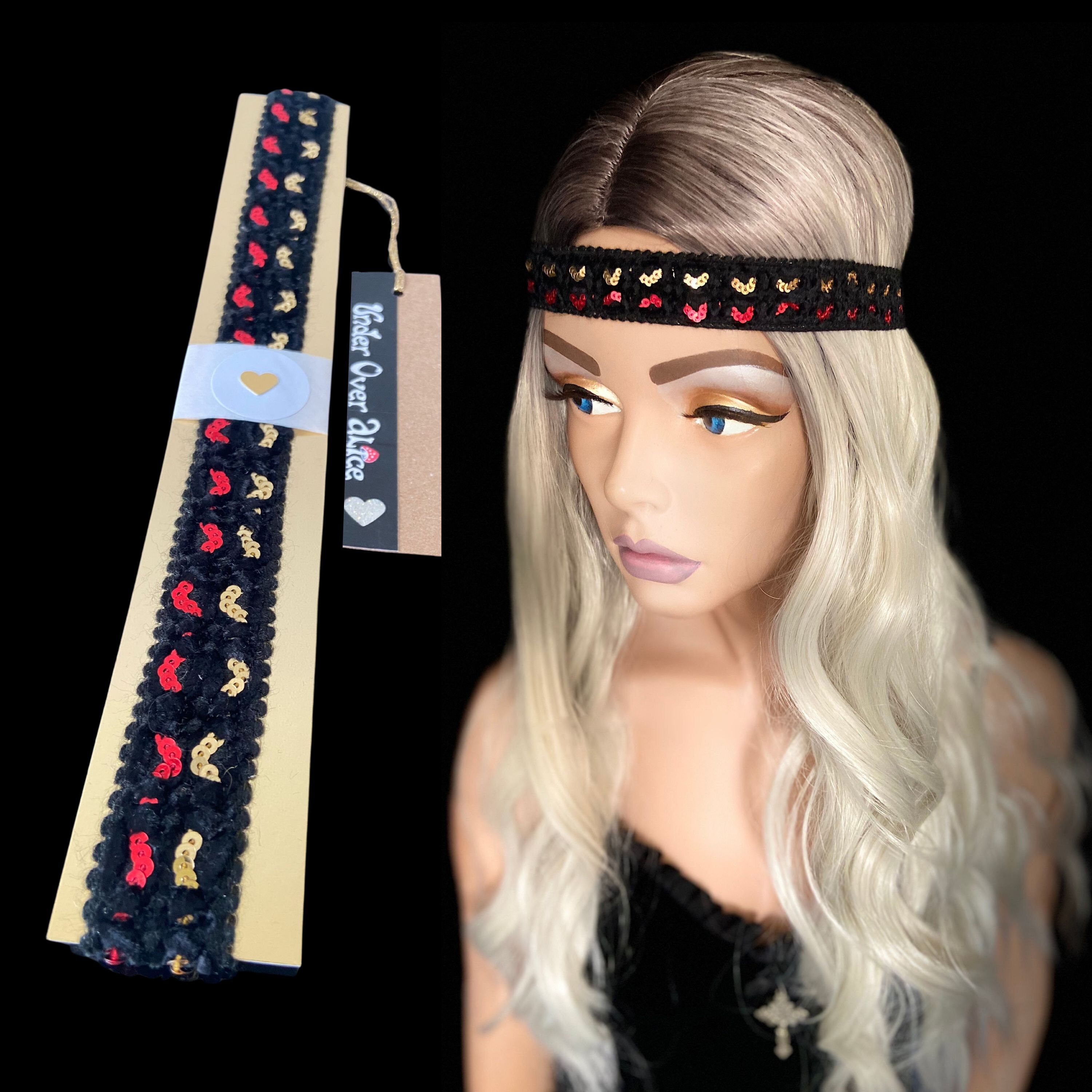 ヘアアクセサリー Dahlia shrinking embroidery headband Amazon.com: Zac's Alter Ego Women's Rockabilly Cherry Print