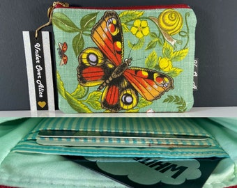 Butterflies & Stripes Genuine Leather Small Framed Wallet Personalized