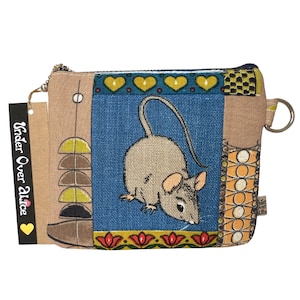Cottage Core Mouse Muntenzakje Patchwork Zelfgemaakte Portemonnee Vegan Designers Guild Tweed Rode Tulp Bloem Scandinavisch Hart Chartreuse Kunstafdrukken