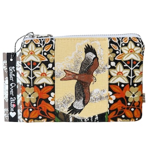 Cerf-volant rouge patch travail sac à main fait maison banque végétalienne argent porte-carte de crédit noir or lotus jardin fleur bohème bohème rétro cadeau pour elle
