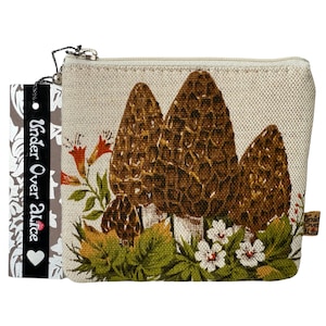 Doe Wildleder Eco Print Stoff Pilz Geldbörse Vegan Leder Brieftasche Wilde Blume Bild Schwarze Morchel Pilze Wildblumen Designer Wildleder Beutel