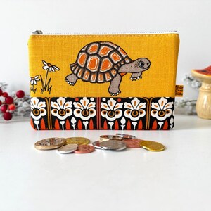 Handmade Turtle Tortoise Coin Purse, Golden Yellow Floral Leaf Lily Flower AirPods Protective Sleeve