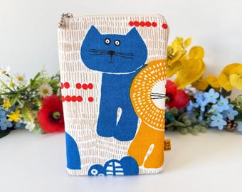 Floral Kitty Cat Character Handmade Phonecase Eyeglasses Holder, Upcycled Storage, Electronics Gadgets, Eyewear Sunglasses Bag