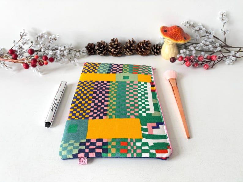 Small Rectangular Makeup Handmade Bauhaus Large Makeup Bag Case, iPad Mini Cover, Geometric ...