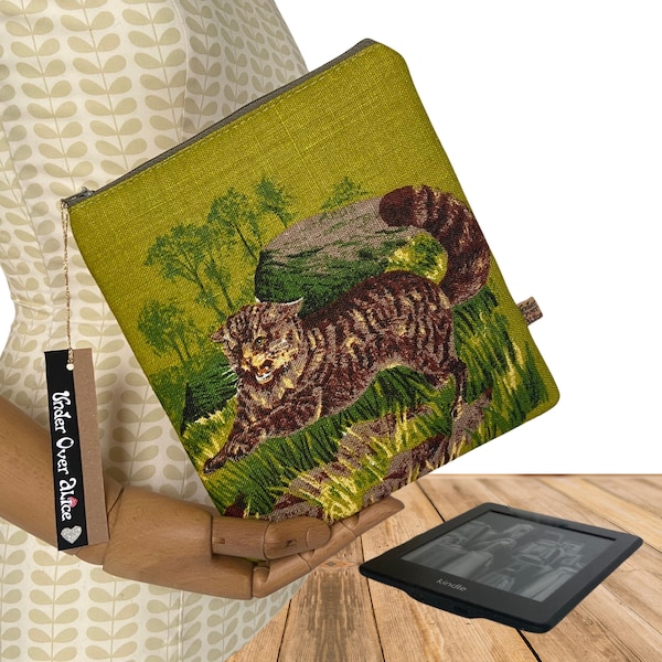 Wildcat Kindle Case 50s 60s Padded eReader Zip Pouch Paperwhite 10th 11th gen Oasis Cover Handcrafted Travel Bag Accessory for Him or Her
