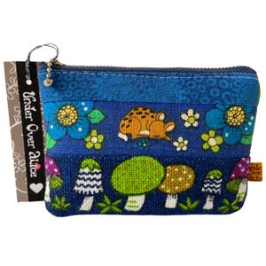 Porte-monnaie champignon Dreamy Goblin Core Deer Joli portefeuille à fermeture éclair Patchwork psychédélique Marguerite blanche Tabouret vénéneux Accessoires rétro recyclés