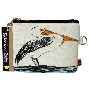 Pelican Wasser Farbe Doppel Tasche Geldbörse Niedlich Geldbörse Vegan Designers Guild Stoff Vintage 70er Jahre Shore Vogel Drucke Einzigartige Geschenke für Sie
