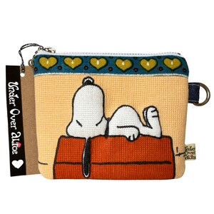 Beagle Stuffed Animal Patchwork Purse Coin Credit Business Card Holder Scandinavian Heart 60s 70s Design Burnt Orange Artwork Kennel Roof