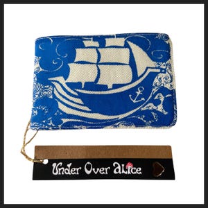 Creditcardhoes Anime dubbele portemonnee schattig debetkaart huid oud schip artwork zeefdrukken anker vintage jaren 70 ontwerp bootliefhebber cadeaus