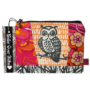 Little Owlet Coin Pouch Patchwork Cute Zipper Wallet Plushie Storage Silk Screen Print Her Most Unique Bird of Prey Gifts Travel Accessories