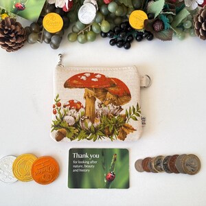 Caesars Mushroom Print Bohemian Wallet: Vegan Suede Reverse, Plush Handmade Protective Sleeve, Goblincore Accessory