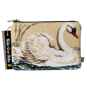 Portafoglio multitasche con cerniera Swan Lake, porta carte di credito e debito a 3 scomparti, accessorio da viaggio retrò unico, anni '60, con motivo floreale a pois, in cotone rivestito impermeabile