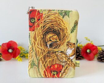 Floral Cottage Core Harvest Mouse Handmade Phonecase Eyeglasses Holder Upcycled Protective Sleeve Electronics Gadgets Eyewear Sunglasses Bag