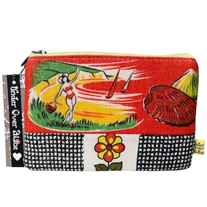 Bikini Girl Multi Pocket Portemonnaie Cool Patchwork Design 60er Flower Power 50er MCM Küsten Kunstwerk Bild Handmade Retro Reise-Accessoire