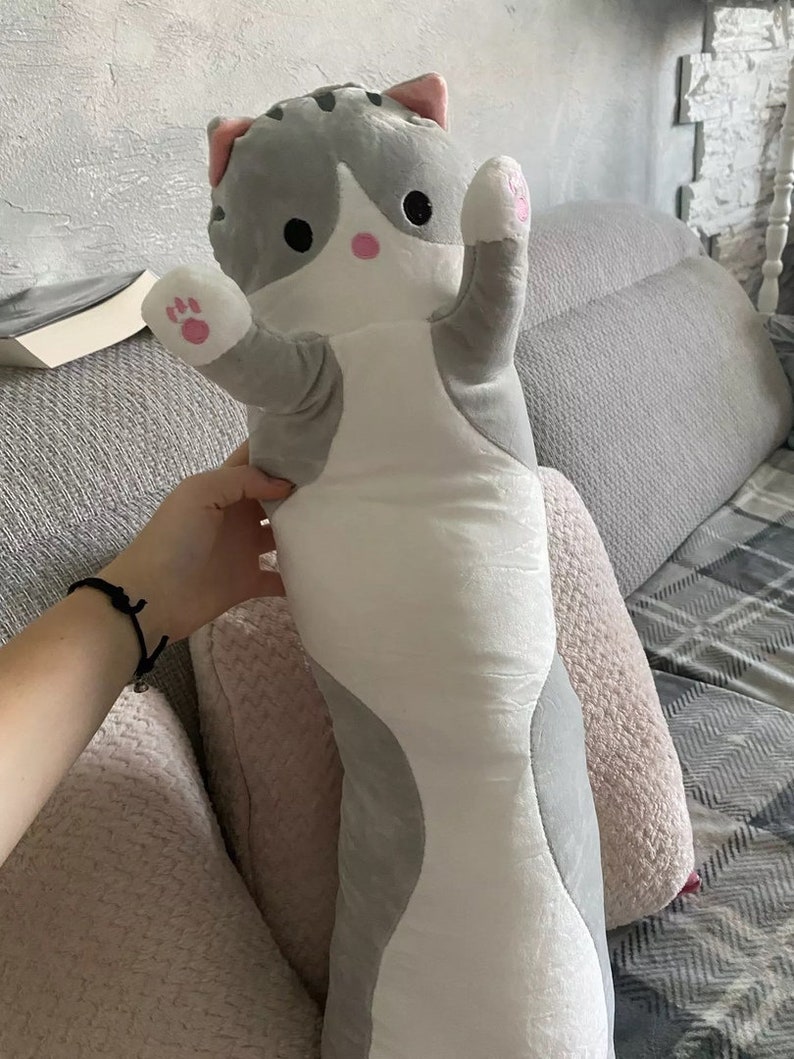 Long Cat Body Pillow Cat Plushie Long Cat Pillow Plush Etsy