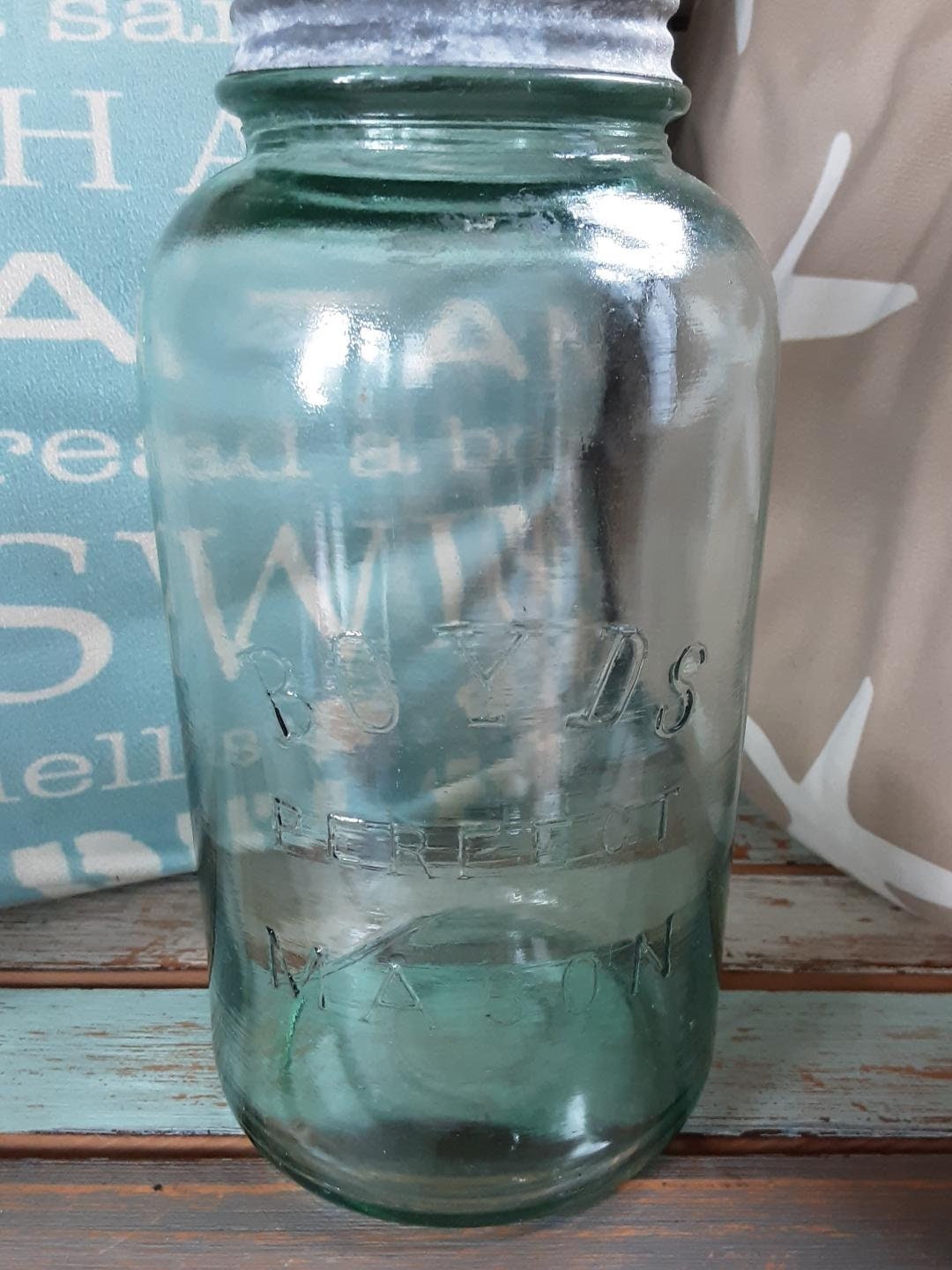 Vintage Mason Jar Boyds Perfect Mason Half Gallon Zinc Lid Etsy