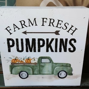 Farm Fresh Pumpkins Wood Sign Shelf Decor Wall Decor Farmhouse Primitive Minimalist Fall Decor Autumn Pumpkins Table Decor