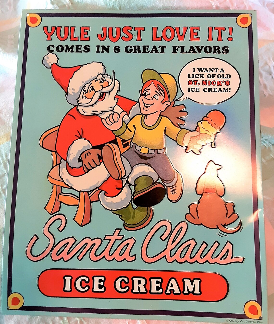 Vintage Santa Christmas Ice Cream Sign 1993 image 1